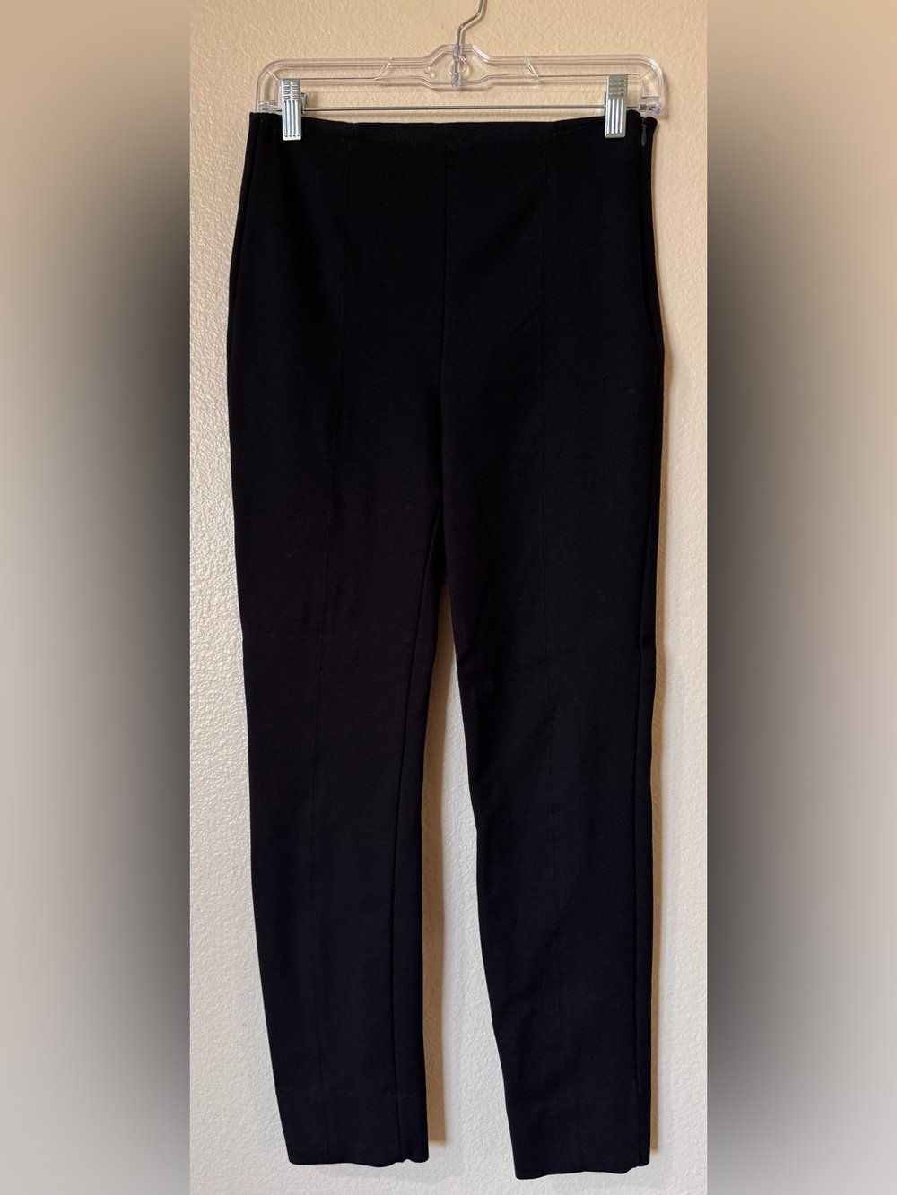 Quince Ultra-Stretch Ponte Pintuck Ankle Pant Black Side Zip M